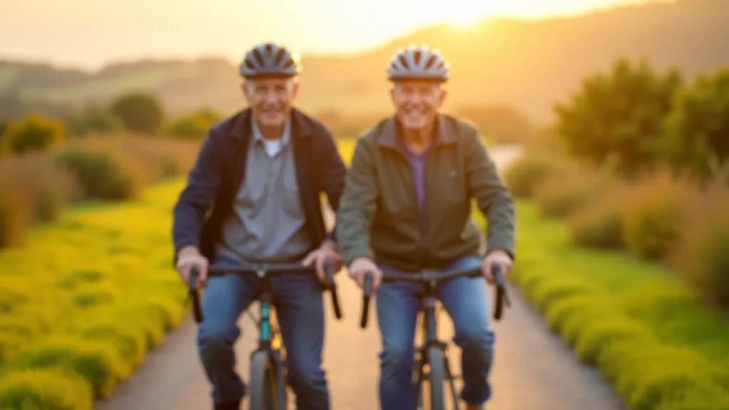Senior couple enjoying a theofficeofnow ride on an Irish greenway